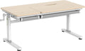 HOKO Schreibtisch, 120x60 cm, 100 kg, 76 cm, Holz/Weiß, Kinder, Höhenverstellbar Kinder e, Kinder ab 6 Jahren, neigbare Tischplatte mit Schubladen