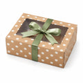 Geschenkbox 25 x 20 x 8 cm aus Karton braun mit Sichtfenster und Schleife