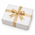 Geschenkbox 30 x 22 x 8 cm Karton Weiß Gold mit Satinbandschleife