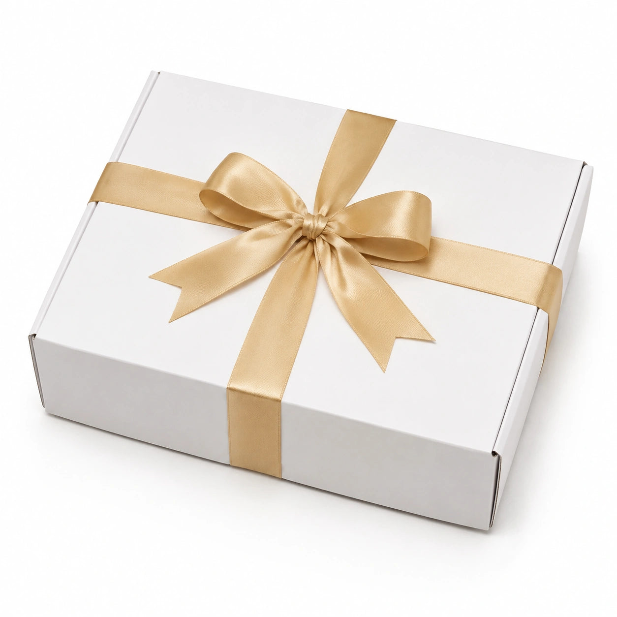 Geschenkbox 30 x 22 x 8 cm Karton Weiß Gold mit Satinbandschleife