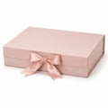 Geschenkbox 30 x 25 x 10 cm aus Karton Rosa mit Satinband rechteckig