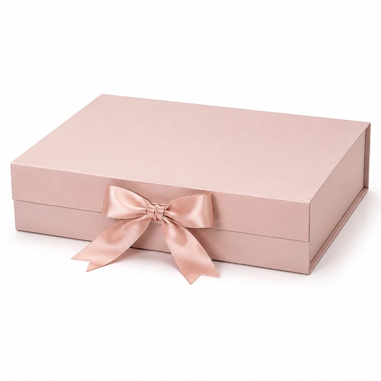 Geschenkbox 30 x 25 x 10 cm aus Karton Rosa mit Satinband rechteckig