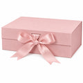 Geschenkbox 30 x 20 x 10 cm aus Karton rosa mit Satinband dekorative Klappbox