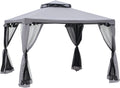 Outsunny Pavillon, Hellgrau, mit Doppeldach ca. 3x3 m Wasserdicht Stabil