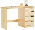 IDIMEX Schreibtisch, Natur, Kinder Emma aus Kiefer Massivholz, - mit neigungsverstellbarer Tischplatte, schöner Jugend mit 4 Schubladen