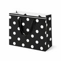 Geschenktasche 32 x 12 x 26 cm aus Papier Schwarz Weiß gepunktet mit Tragegriffen