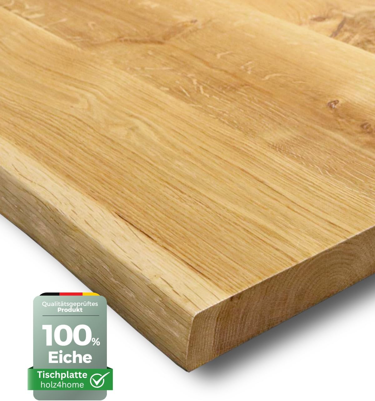 holz4home Schreibtisch, 100 x 70 x 4 cm, Eiche, Tischplatte mit Baumkante Massivholz I LxBxH I