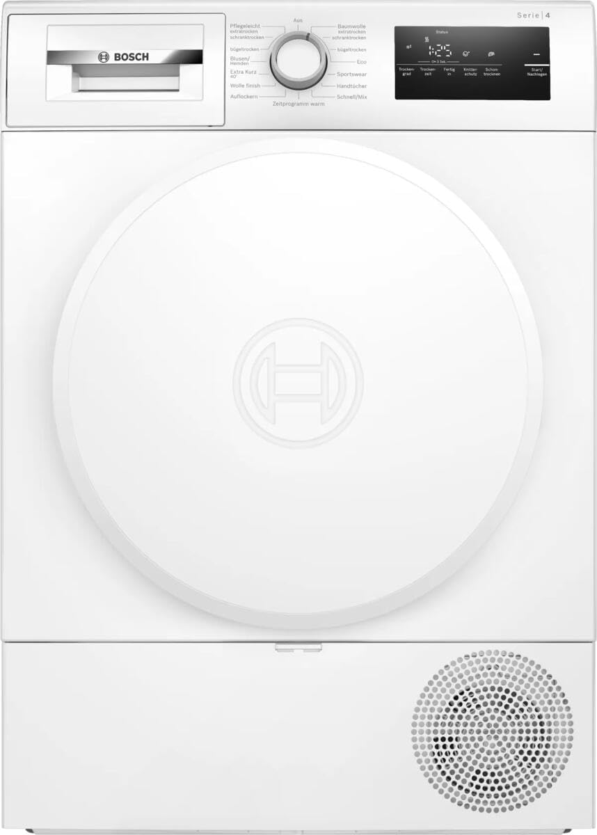 Bosch Wärmepumpentrockner, 8 kg, 4 W, Schwarz, Serie 4 AutoDry WTH83V04