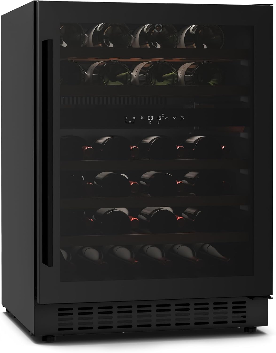 Klarstein Weinkühlschrank, 41 dB, Schwarz, Velaire 2 Zonen - 46 Flaschen, 5-22°C, Touch, UV-Schutz, Einbau & Freistehend