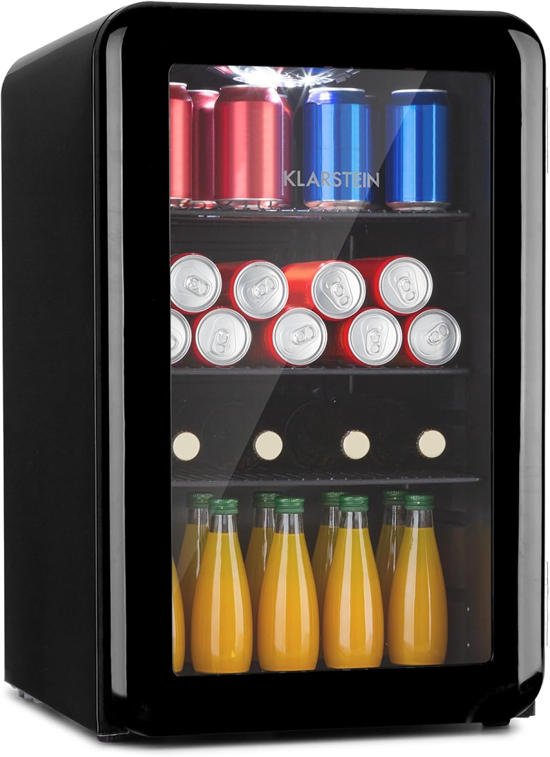 Klarstein Kühlschrank, 39 dB, 70 L, schwarz, PopLife Getränkekühler - Mini-Bar, Retro, 0-10°C, umweltfreundlich
