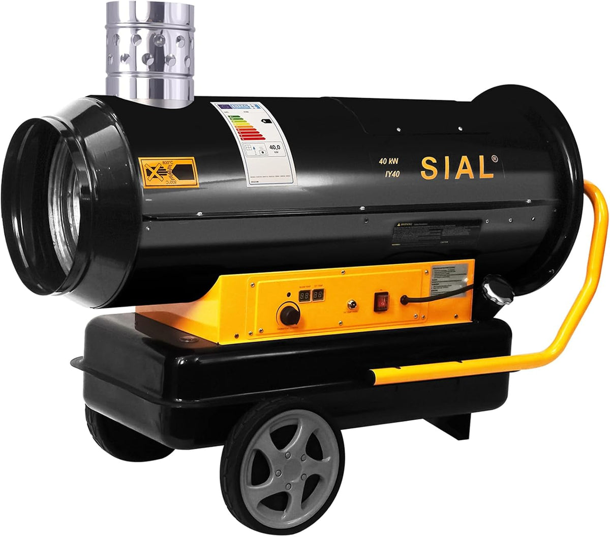 SIAL Ölheizungen, 2000 m, 40 kW, 51 L, Schwarz, Indirekte Ölheizer Heizkanone Diesel Bauheizer Bautrockner