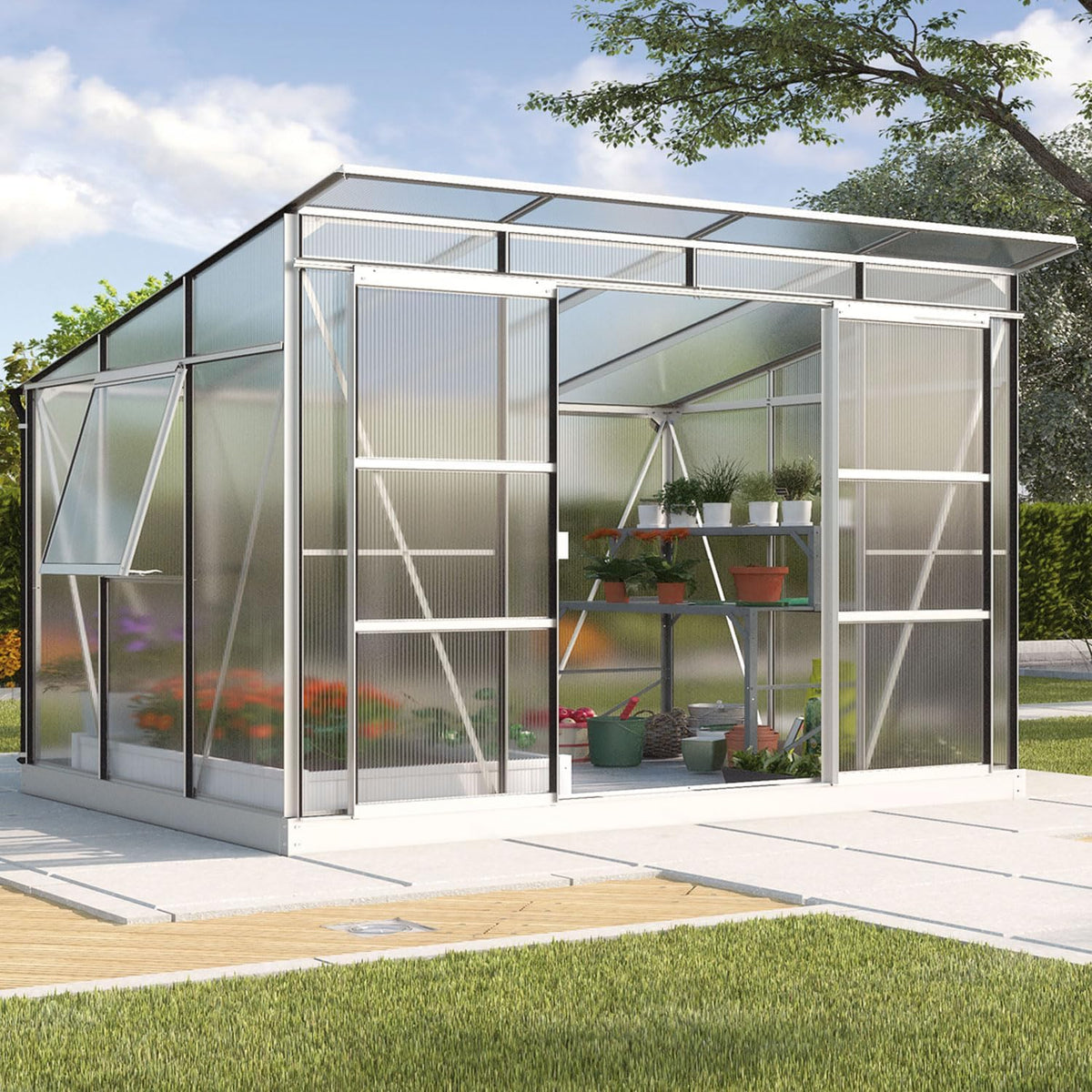 Vitavia Gewächshaus, 5,9 m, 6 mm, Silber/Transparent, Freya 5900', Aluminium eloxiert, Wetterfestes & stabiles Treibh
