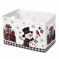 Aufbewahrungsbox 40 x 30 x 30 cm aus Textil Weiß mit Weihnachtsmotiv und Griffen