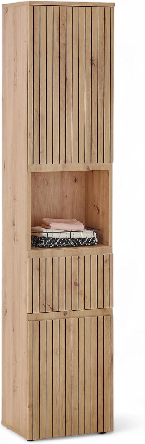 Stella Trading Hoch- & Midischränke, Eiche, AUSTIN Badezimmer Hochschrank Artisan Wild Optik Badschrank