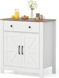 COSTWAY Sideboard, Holzwerkstoff, MDF, Natur, Küchenschrank mit Arbeitsplatte, Schublade, 2 Türen & verstellbares Regal