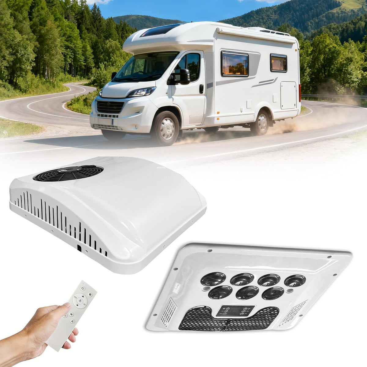 Wohnmobil Kompressor, Weiß, Klimaanlage, Heizung & Kühlung, ultra-leise Volt DC AC Einheit mit Inverter für e, LKWs