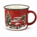 Keramiktasse 0.45 L Rot mit Wintermotiv für Heißgetränke
