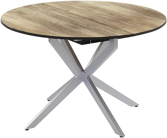 Vicco Esstisch, 120 x 76.5 cm, Grau, Loyd, Eiche rustikal/