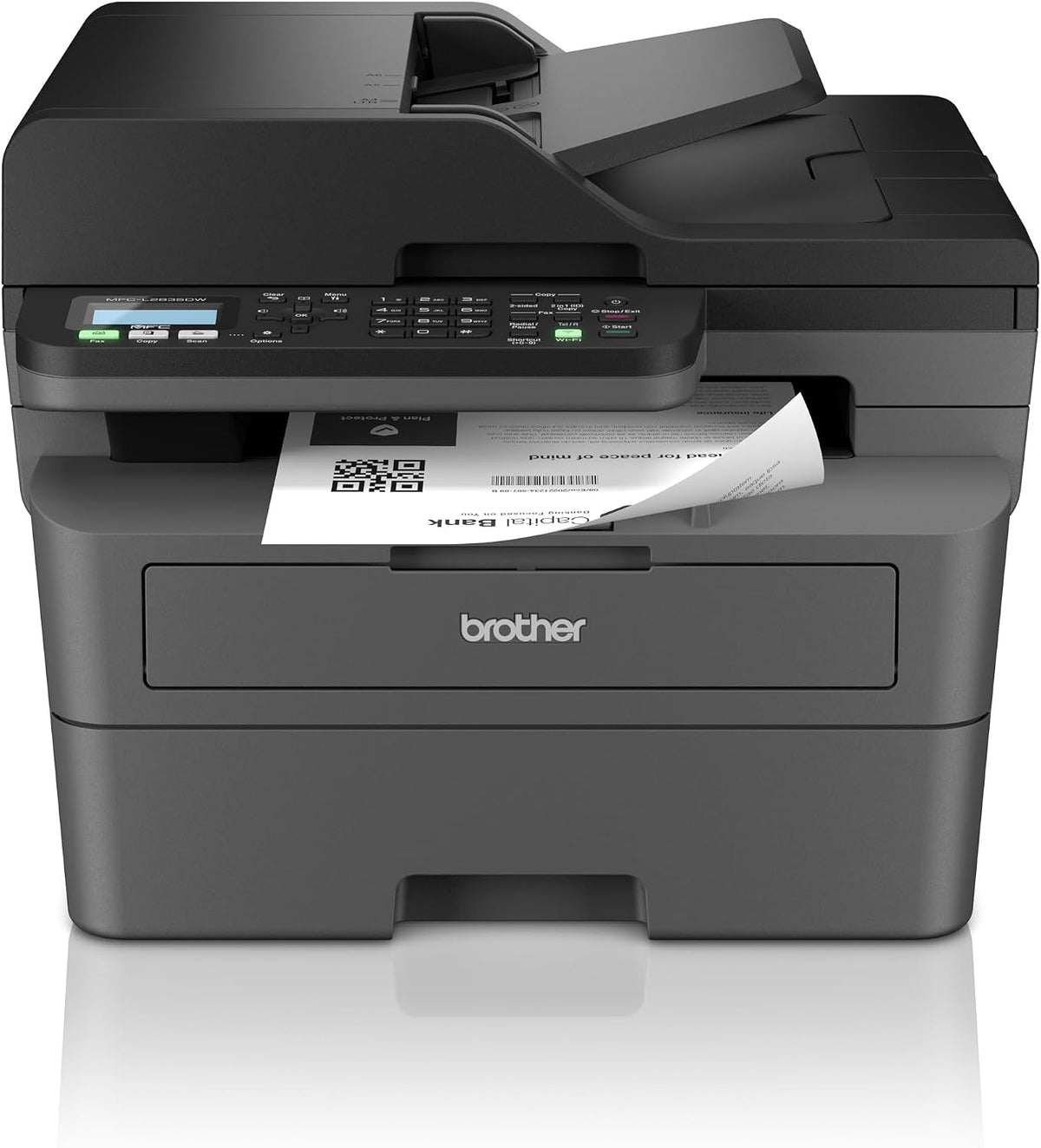 Brother Laserdrucker, Schwarz, MFC-L2835DW 4-in-1 Monolaser-Multifunktionsgerät /Weiß mit, WLAN & LAN, Automatischer Duplexdruck