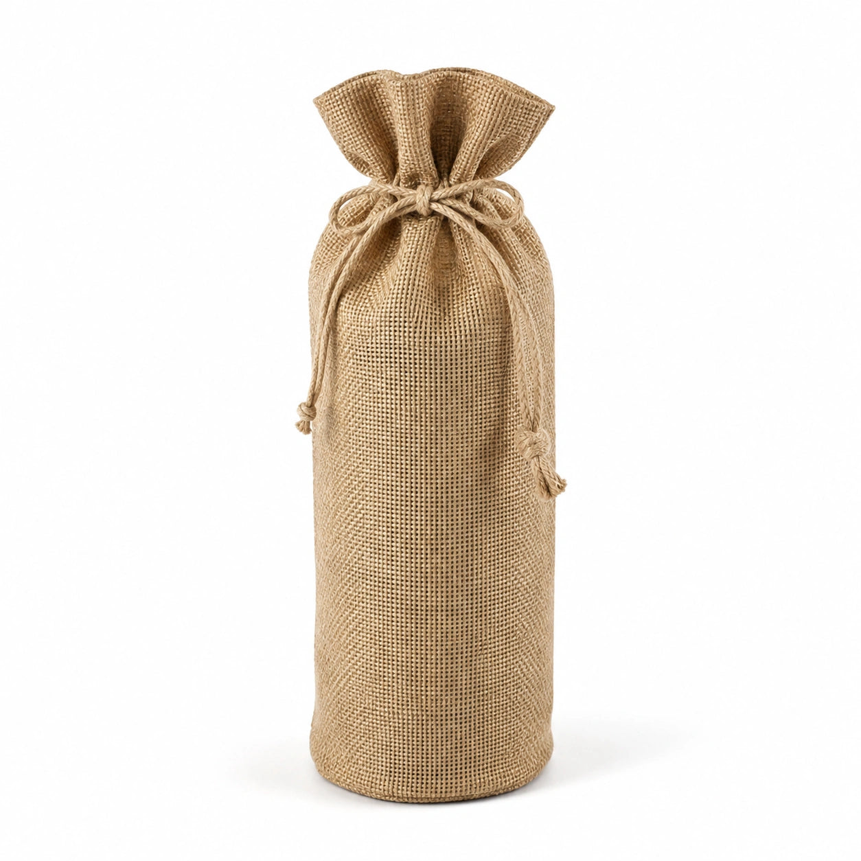 Flaschensack 10 x 35 cm aus Jute in Natur mit Kordelzug im Landhausstil