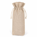 Flaschentasche 15 x 35 cm aus Jute Beige mit Kordelzug für Weinflaschen