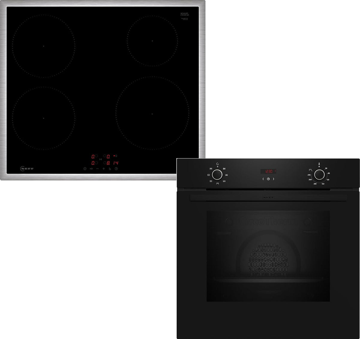 NEFF Backofen, 60 x 60 cm, Schwarz, BX36IB0, -Set, Bestehend aus B1CCC0AK3, CircoTherm für gleichmäßige Hitze, LED-Display & T46SBE1L0