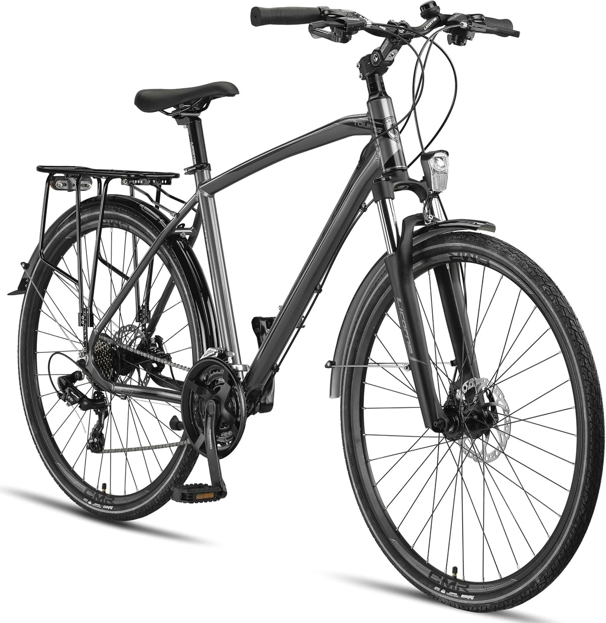 Licorne Bike Mountainbike, 28 Zoll, Schwarz, Touring Trekking in Aluminium Scheibenbremse, Mädchen
