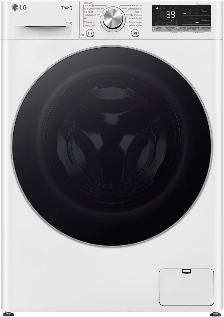 LG Waschtrockner, 62 x 60 x 85 cm, 6 kg, Weiß/Schwarz, Electronics W4WR70961, Klasse A/D, Frontlader- 9-, 1360 U/m