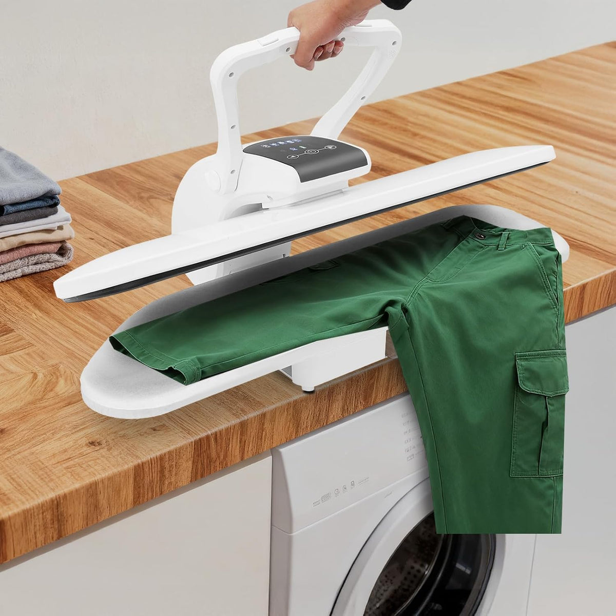 OUKANING Dampfglätter, 36 Zoll, 2200 W, Schwarz, Dampfpresse, Bügelfläche mit Touchscreen und 5 Modis, Bügelmaschine für faltenfreie Profi-Ergebnisse