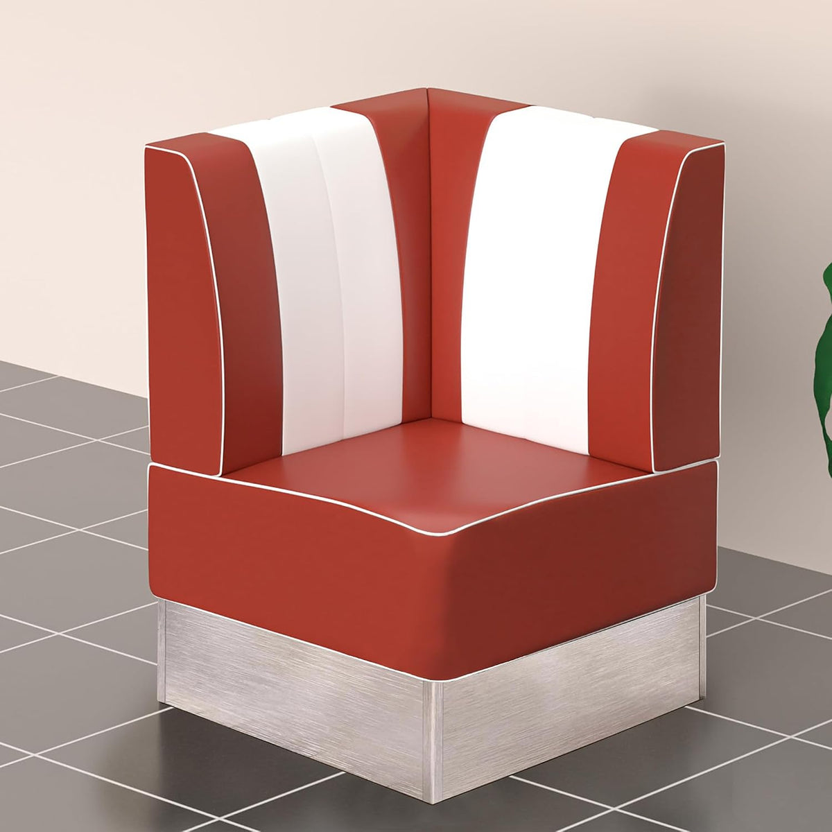 GGMMÖBEL Sitzbank, 64 x 103 cm, Rot, American 3, Diner Eckbank, Gestreift, Leder, American Diner Möbel, American Dinerbank