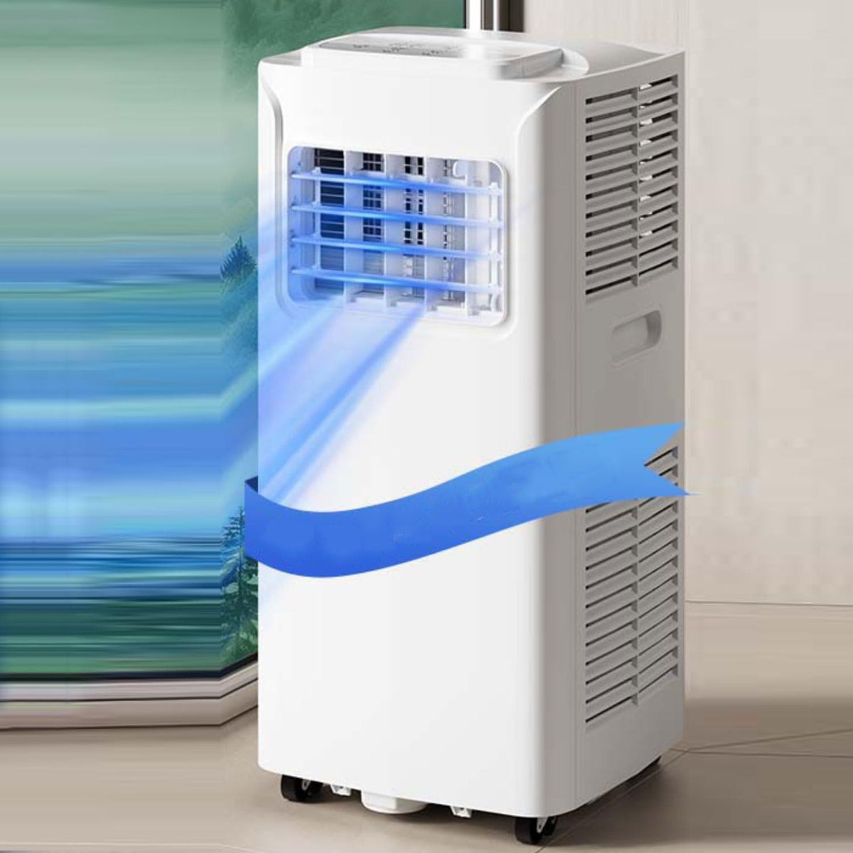 Mobiles Klimagerät, Schwarz, Tragbare AC-Einheit, 7000 BTU leise Cool & Dehumidify