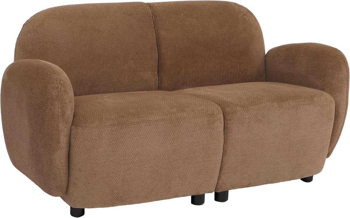Sofa Mendler, braun, 2er- HWC-P33, 2-Sitzer Couch Lounge, Stoff/Textil Chenille (330 g/m²) Öko-Tex
