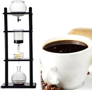 Cold Kaffeemaschine, 32 x 22 x 81 cm., Kiefer + handgefertigtes Glas (hohe Borosilikat)., Schwarz/Silber