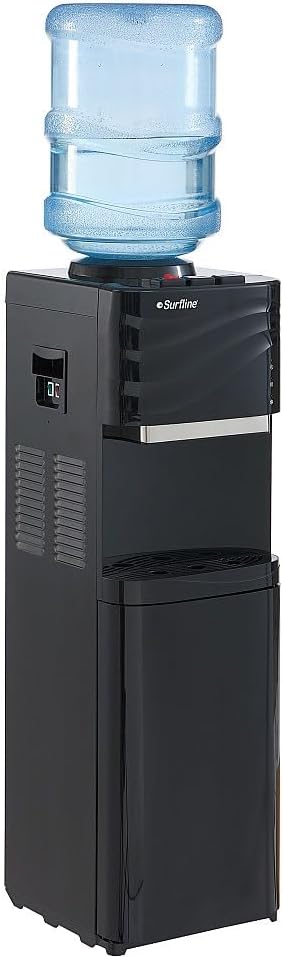 Vente-unique Heißwasserspender, 18 L, Schwarz, Flaschenwasserspender - Warmes/kaltes Wasser - 12/