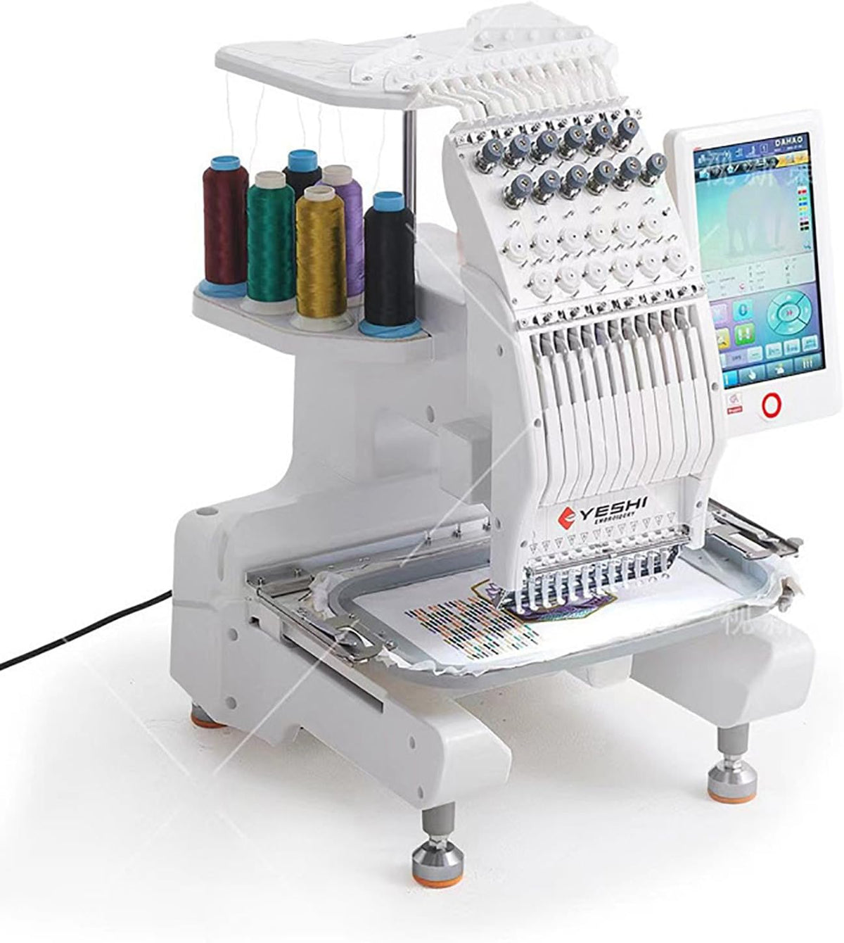 LBMED Stickmaschinen, 20 X 30 Cm, Schwarz, Kommerzielle Stickmaschine Mit 1000 U/min, Computergesteuerte Einzelkopf-Stickmaschine Mit 12 Nadeln