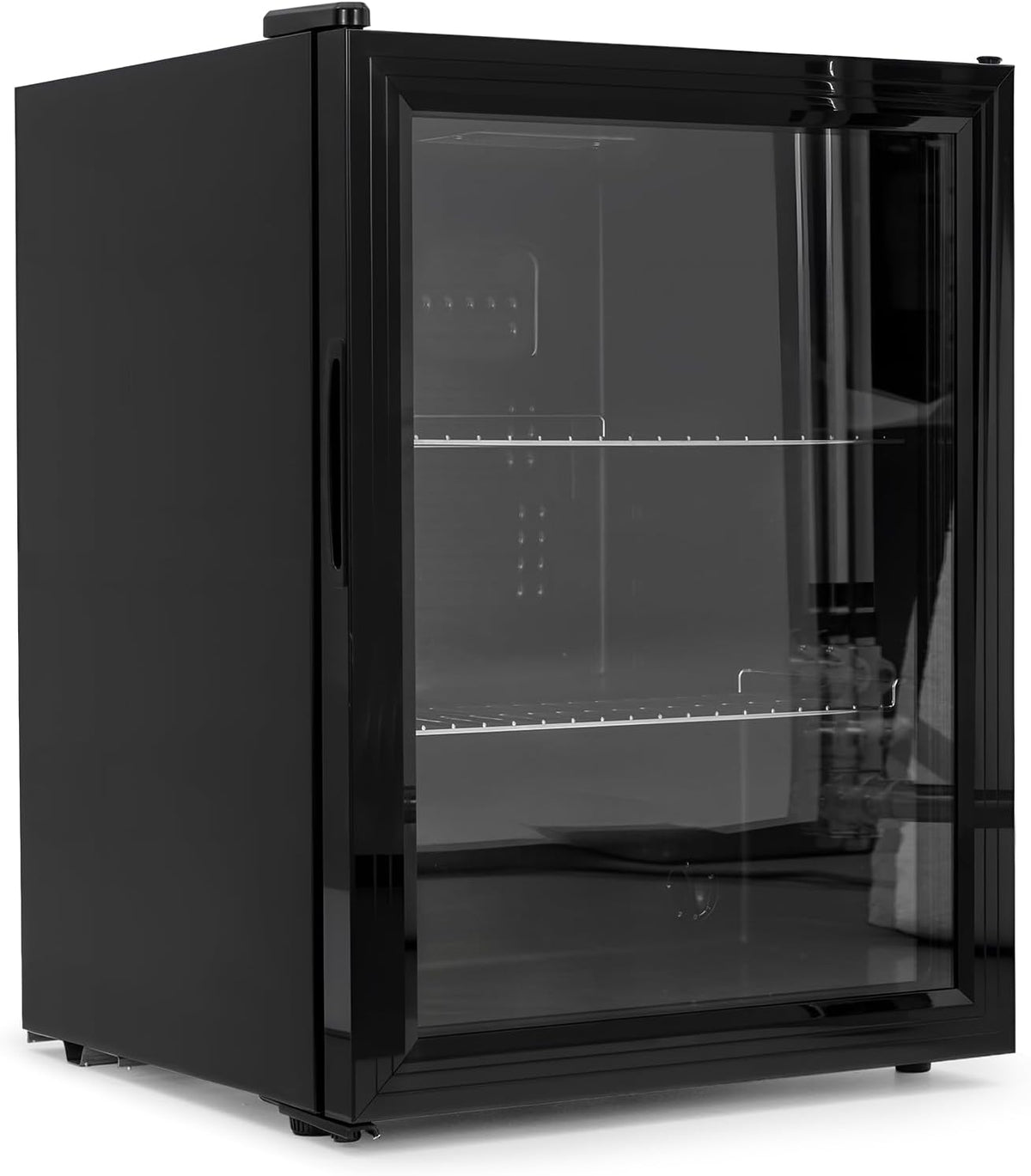 Getränkekühlschrank, 60 L, Weiß, Mini mit Glastür, Kompakter Kühlschrank mit verstellbaren Ablagen, leise Kompressor Kühlung