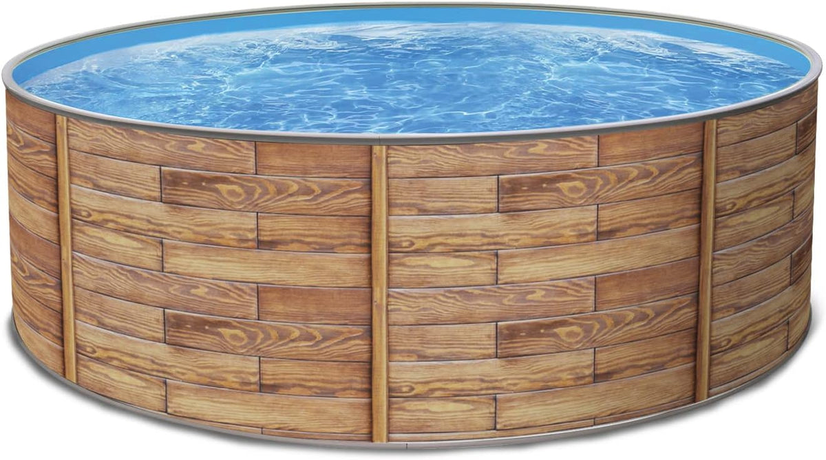 Paradies Pool Stahlrahmenpool, 400x120 cm, 0,8 mm, blau/grau, Print Nature 17 Komplettset 2 rund, (Ø x H), Stahlwand Holzoptik