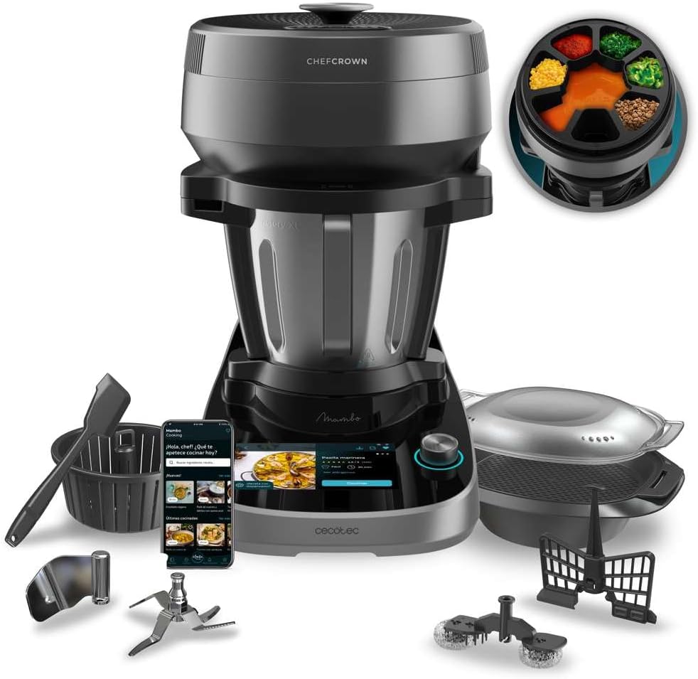 Cecotec Kühlschrank, 1700 W, Schwarz, Küchenroboter Mambo CooKing Victory., 45 Funktionen