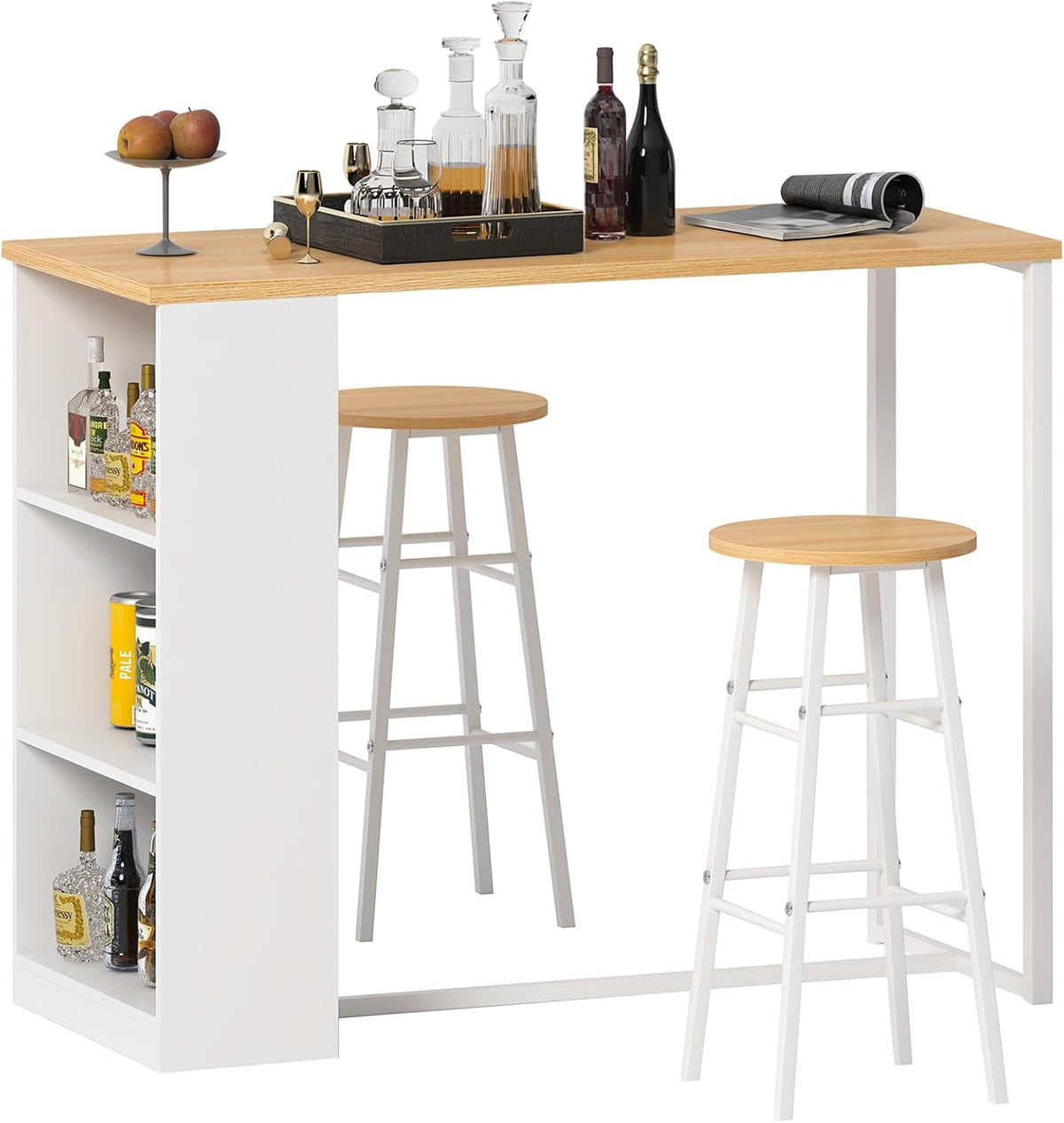 sogesfurniture Beistelltisch, 120x55x100 cm, Grau, Bartisch Stehtisch Esstisch Küchentheke Bistrotisch, Metallgestell