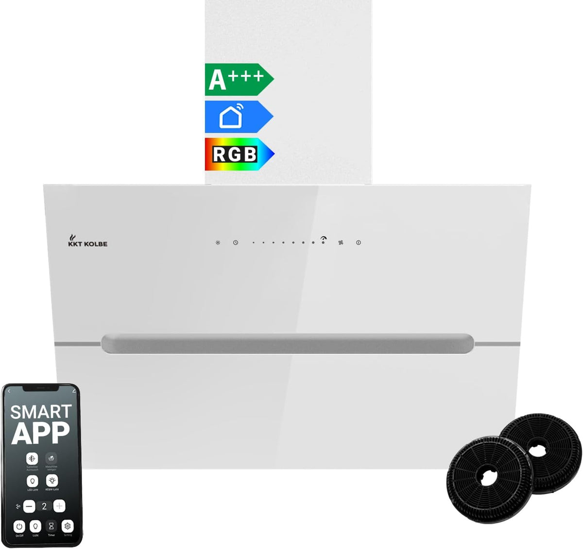 KKT Dunstabzugshaube, 60 cm, Schwarz/Silber, KOLBE Wandhaube ECCO6005WM, kopffrei