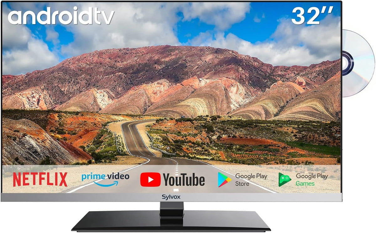 SYLVOX Fernseher, 32 Zoll, Schwarz, Smart RV TV, rahmenloser Android 11