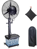 WOMGKDA Ventilator, 29 Zoll, 750 mm, Weiß, mit Wasserzerstäuber, Befeuchtung, Stand, 3 Geschwindigkeiten, Kühlung für Terrasse