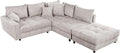 Sofa Riess Ambiente, 220 cm, beige, Modernes Eck Kent Cord inkl. Hocker Federkern L-Form