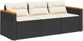Sofa vidaXL, Schwarz, Garten mit Kissen 3-Sitzer Poly Rattan