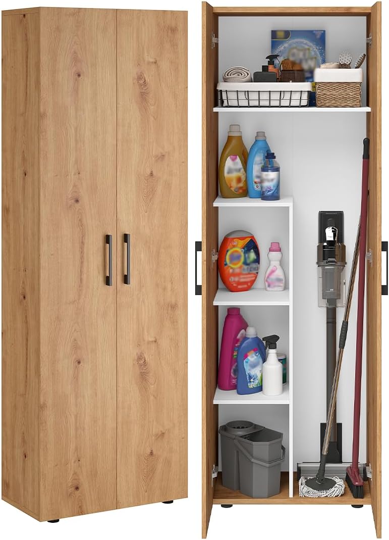 Bellamio Staubsauger, 60 cm, Mehrfarbig, Apol Besenschrank, Eichenoptik, fach, Stauraum