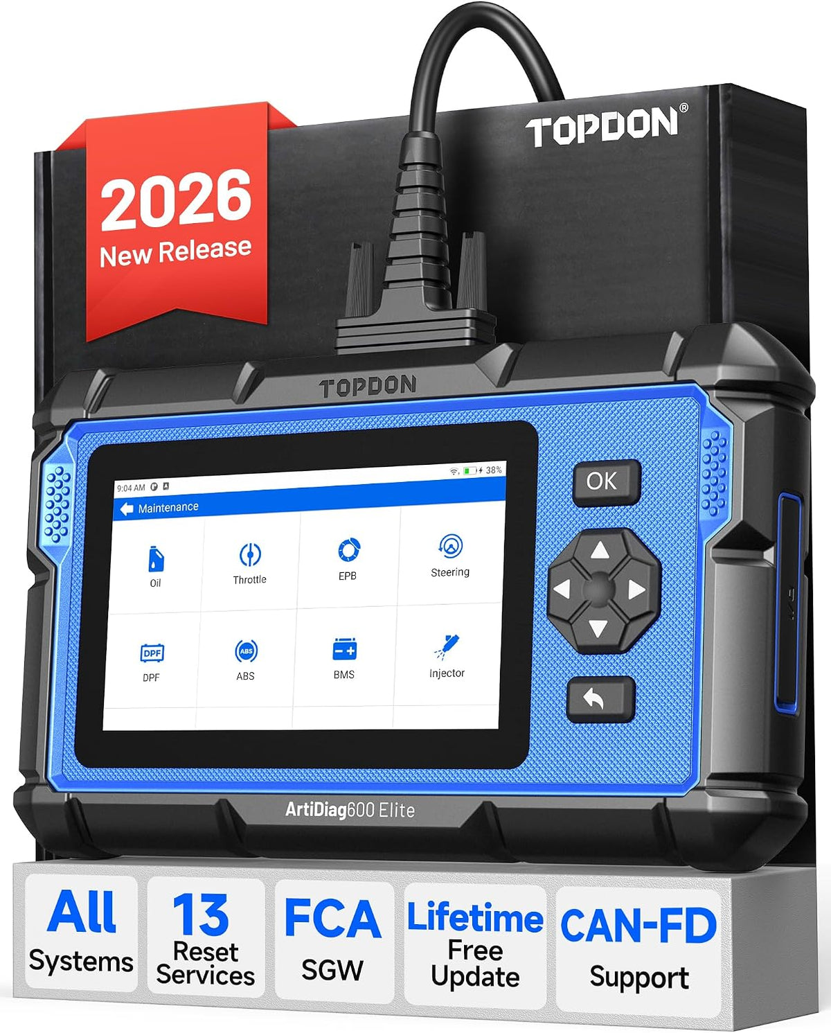 TOPDON OBD-II Diagnosewerkzeuge, Grün, AD600Elite Vollständiges diagnosegerät Auto, 13 Servicefunktionen