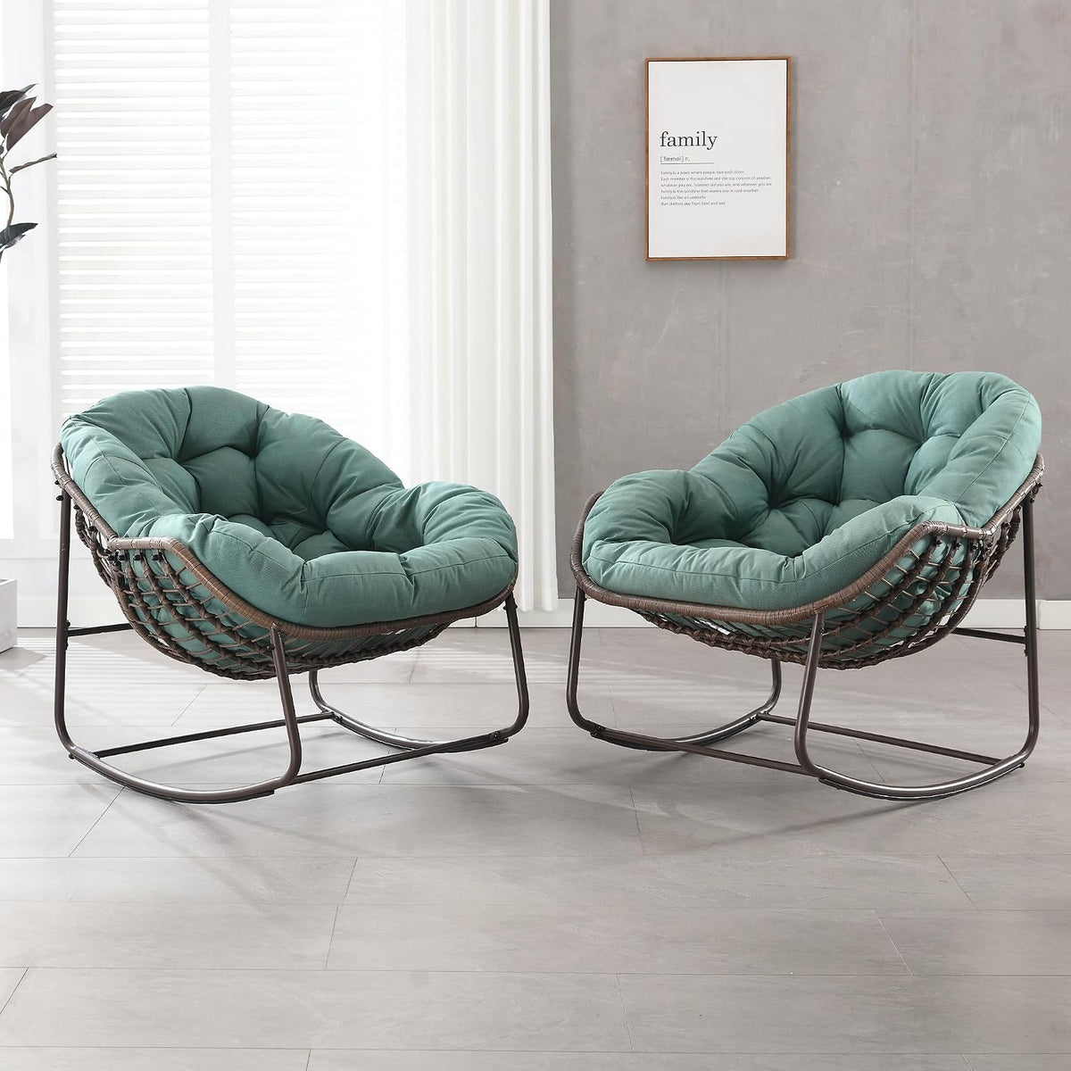 Villeston Schaukelstuhl, Weiß, Outdoor Patio -Set aus 2, Überdimensionierter Papasan-Chair für Innen mit, Veranda