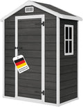 Gerätehaus STEELSØN, 202x103x134 cm, Kunststoff, Dunkelgrau/Weiß, Novara, Gartenschuppen mit Satteldach & Fenster