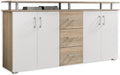 Stella Trading Hochschränke, 178 x 90 x 38 cm, Weiß/Eiche, Highboard mit Ablage in Eiche Sonoma Optik