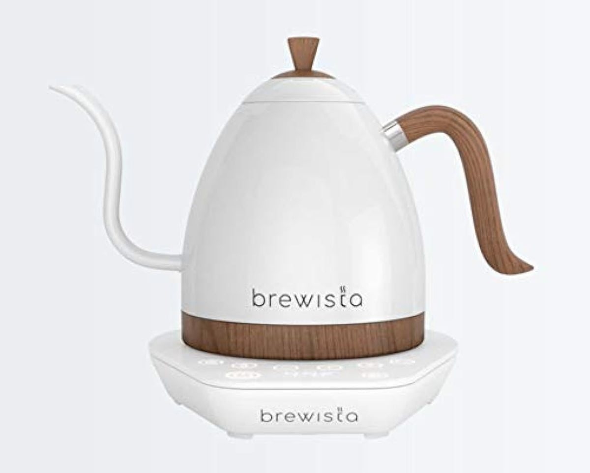 Brewista Wasserkocher, 1,0 L, weiß, Artisan Pearl und er Sockel, Schwanenhalsauslauf, Temperaturregelung, Slow Coffee Barista